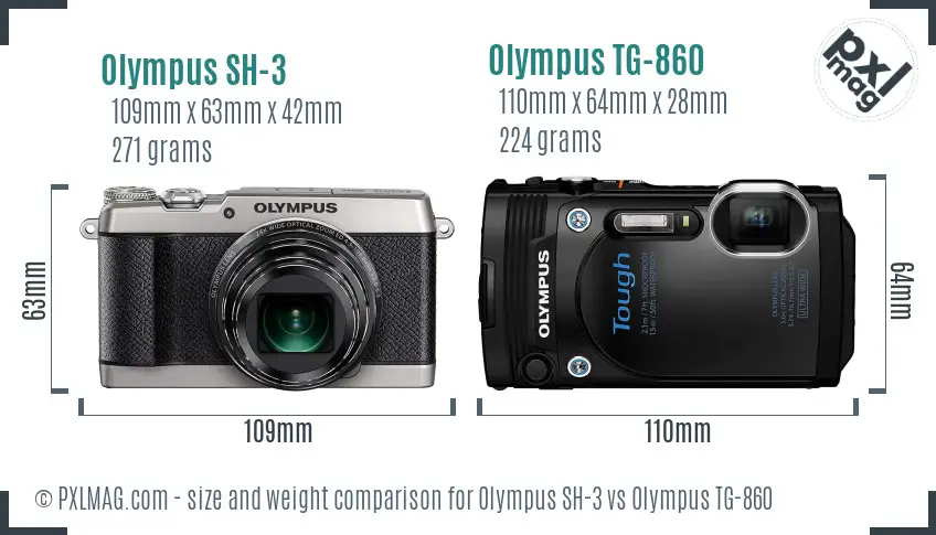 Olympus SH-3 vs Olympus TG-860 size comparison