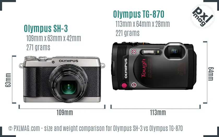 Olympus SH-3 vs Olympus TG-870 size comparison