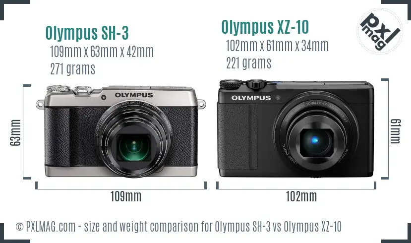 Olympus SH-3 vs Olympus XZ-10 size comparison