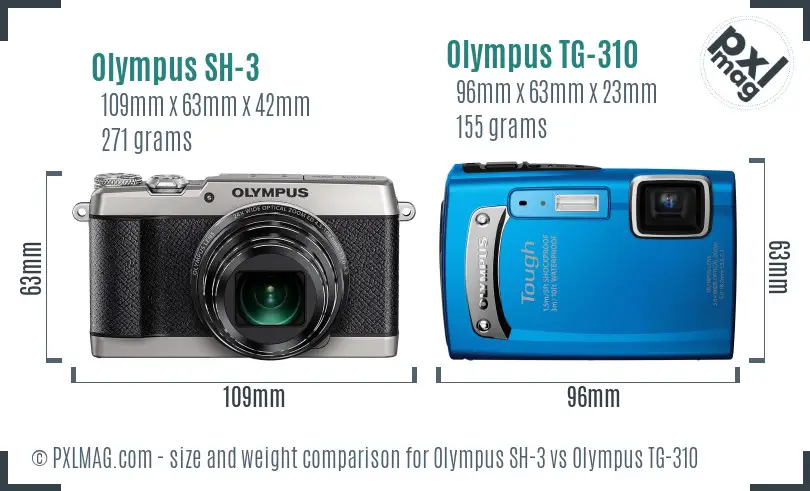 Olympus SH-3 vs Olympus TG-310 size comparison
