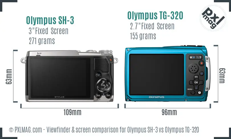 Olympus SH-3 vs Olympus TG-320 Screen and Viewfinder comparison