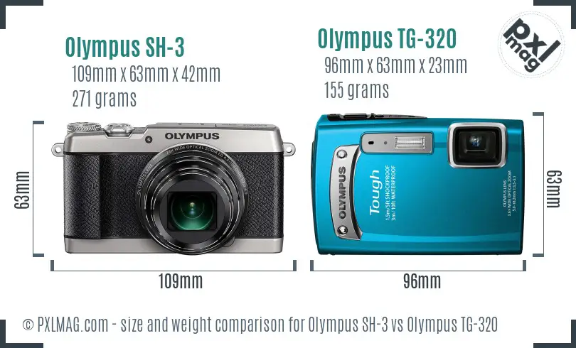 Olympus SH-3 vs Olympus TG-320 size comparison