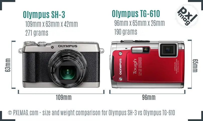 Olympus SH-3 vs Olympus TG-610 size comparison