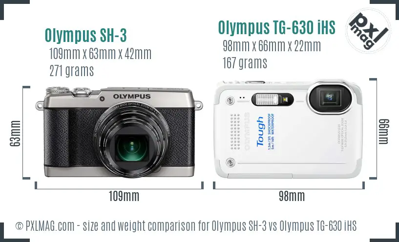 Olympus SH-3 vs Olympus TG-630 iHS size comparison
