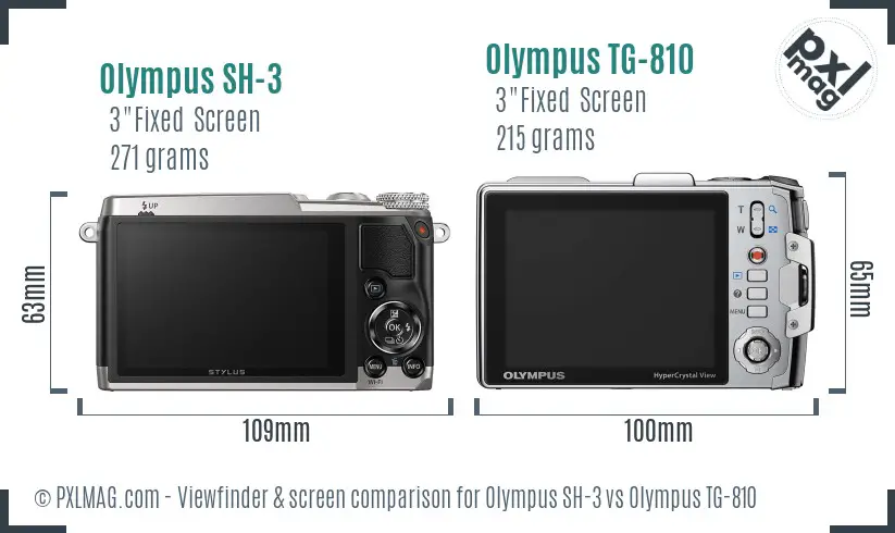 Olympus SH-3 vs Olympus TG-810 Screen and Viewfinder comparison