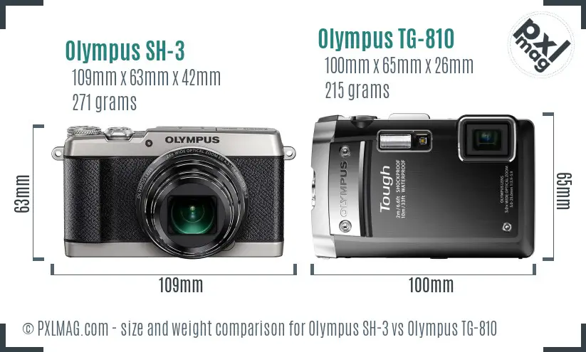 Olympus SH-3 vs Olympus TG-810 size comparison