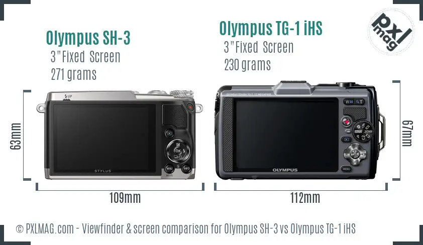 Olympus SH-3 vs Olympus TG-1 iHS Screen and Viewfinder comparison