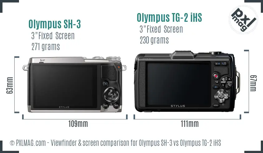 Olympus SH-3 vs Olympus TG-2 iHS Screen and Viewfinder comparison