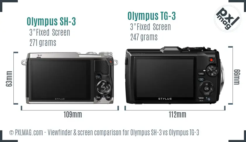 Olympus SH-3 vs Olympus TG-3 Screen and Viewfinder comparison