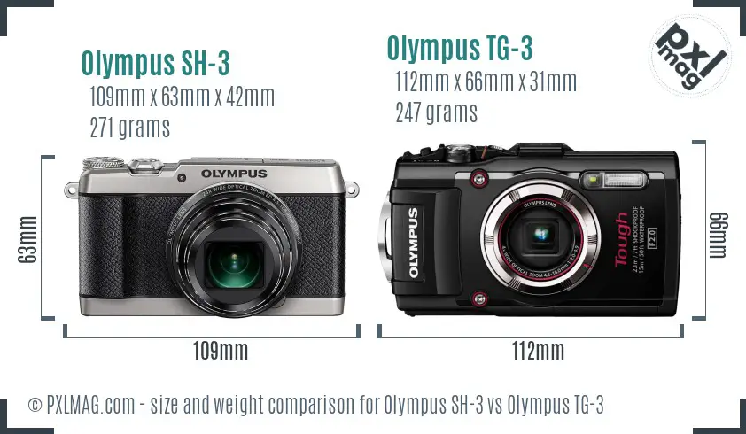 Olympus SH-3 vs Olympus TG-3 size comparison