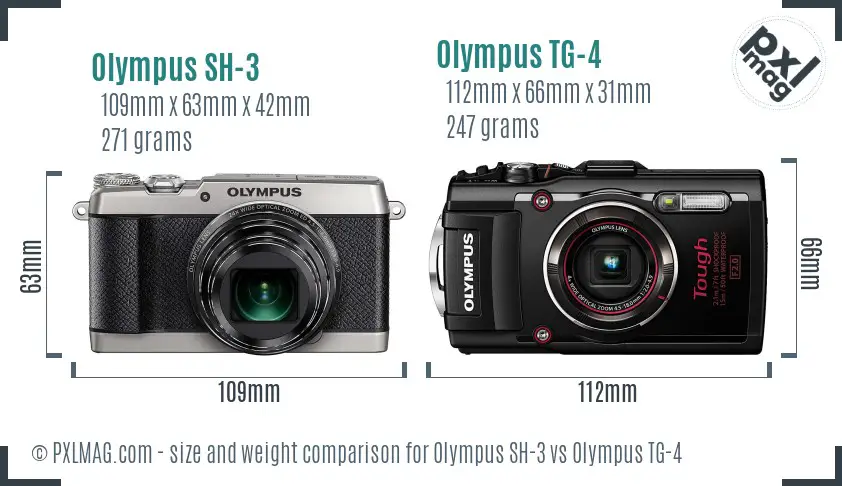 Olympus SH-3 vs Olympus TG-4 size comparison