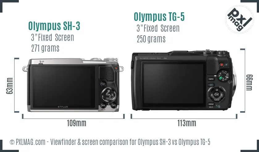 Olympus SH-3 vs Olympus TG-5 Screen and Viewfinder comparison