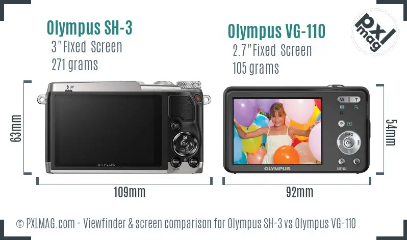 Olympus SH-3 vs Olympus VG-110 Screen and Viewfinder comparison