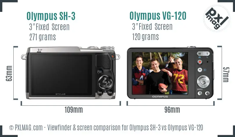 Olympus SH-3 vs Olympus VG-120 Screen and Viewfinder comparison