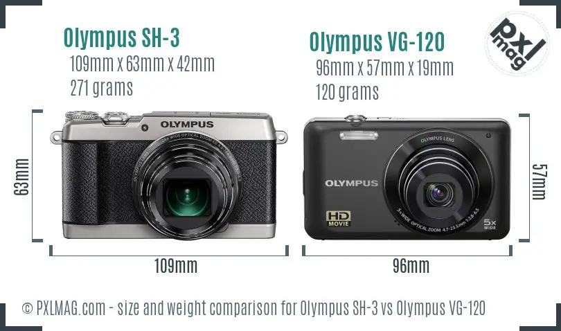 Olympus SH-3 vs Olympus VG-120 size comparison