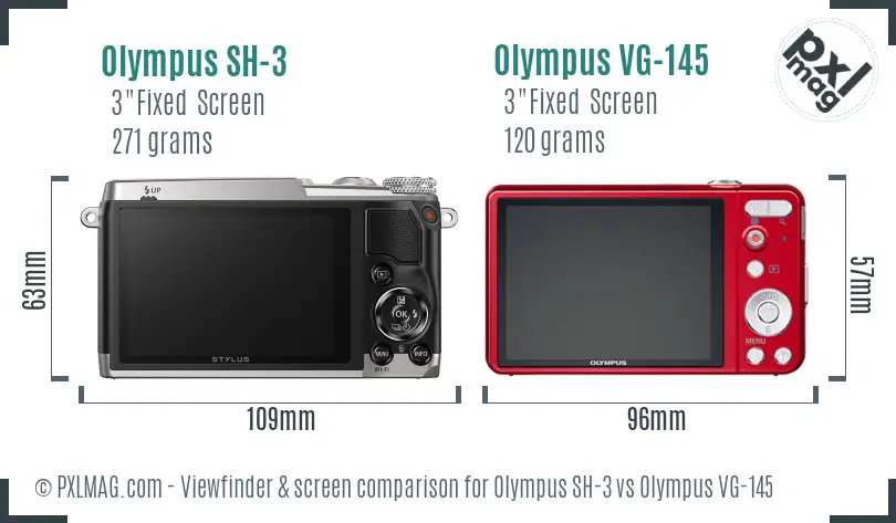 Olympus SH-3 vs Olympus VG-145 Screen and Viewfinder comparison