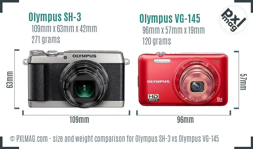 Olympus SH-3 vs Olympus VG-145 size comparison