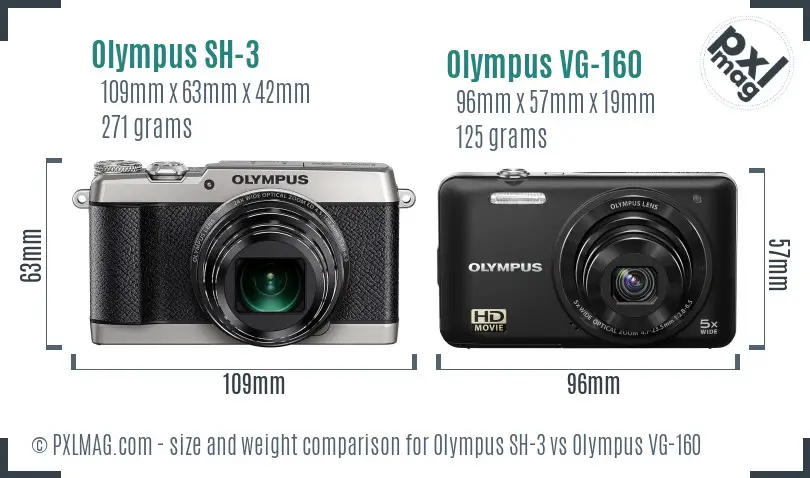 Olympus SH-3 vs Olympus VG-160 size comparison