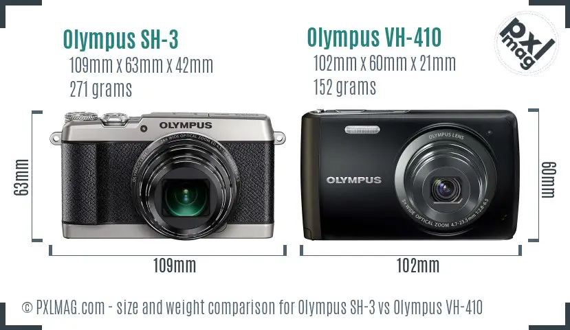 Olympus SH-3 vs Olympus VH-410 size comparison