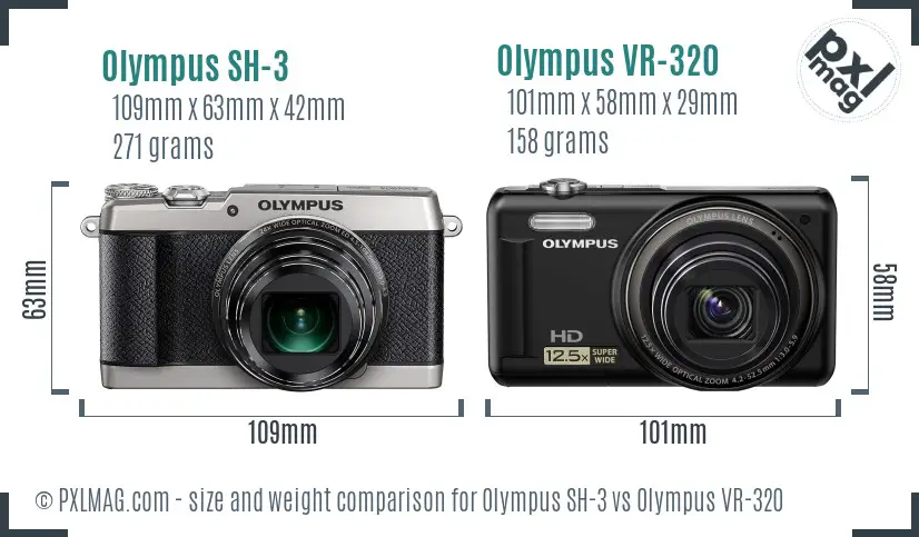 Olympus SH-3 vs Olympus VR-320 size comparison