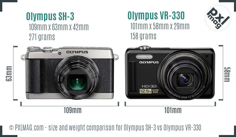 Olympus SH-3 vs Olympus VR-330 size comparison
