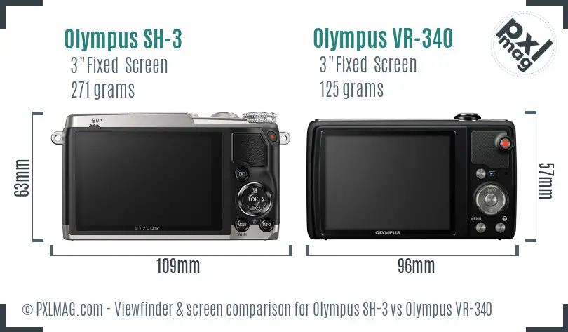 Olympus SH-3 vs Olympus VR-340 Screen and Viewfinder comparison
