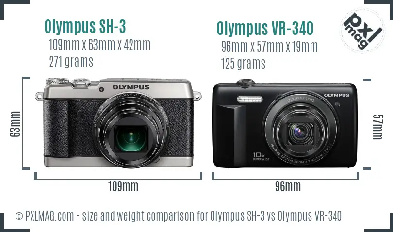 Olympus SH-3 vs Olympus VR-340 size comparison