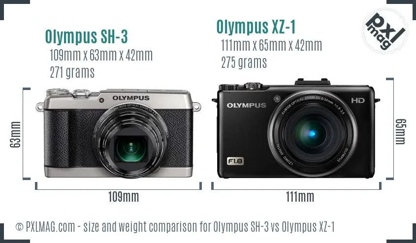 Olympus SH-3 vs Olympus XZ-1 size comparison