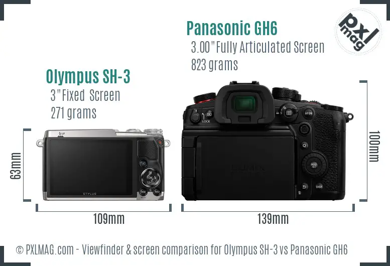 Olympus SH-3 vs Panasonic GH6 Screen and Viewfinder comparison Olympus SH-3 vs Panasonic GH6 Screen and Viewfinder comparison