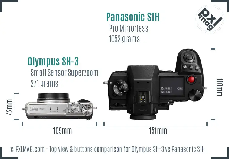 Olympus SH-3 vs Panasonic S1H top view buttons comparison