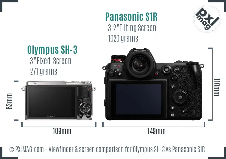 Olympus SH-3 vs Panasonic S1R Screen and Viewfinder comparison