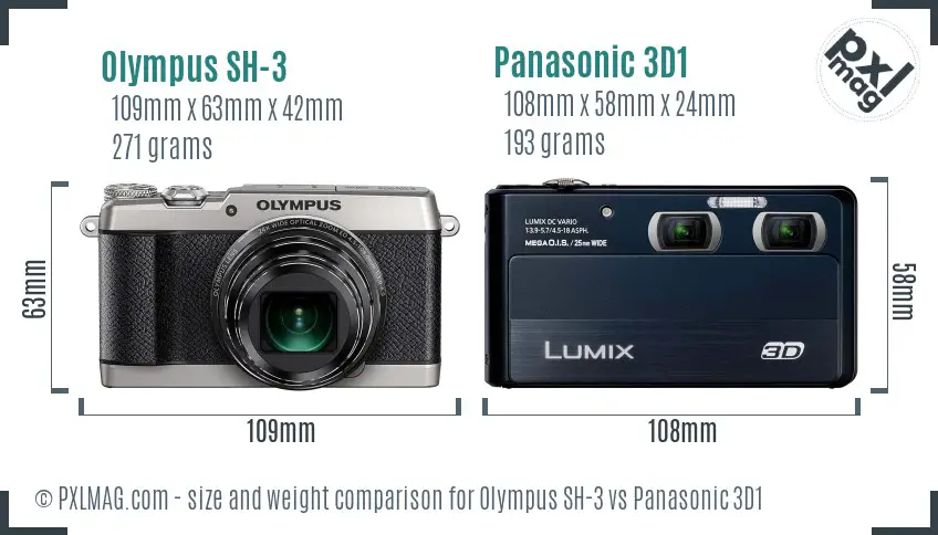 Olympus SH-3 vs Panasonic 3D1 size comparison