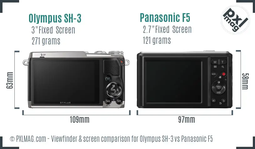Olympus SH-3 vs Panasonic F5 Screen and Viewfinder comparison