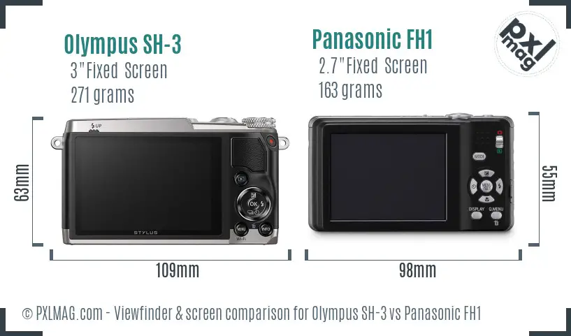 Olympus SH-3 vs Panasonic FH1 Screen and Viewfinder comparison