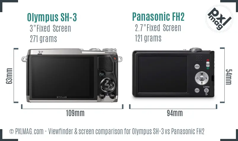 Olympus SH-3 vs Panasonic FH2 Screen and Viewfinder comparison