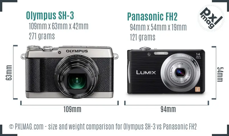 Olympus SH-3 vs Panasonic FH2 size comparison