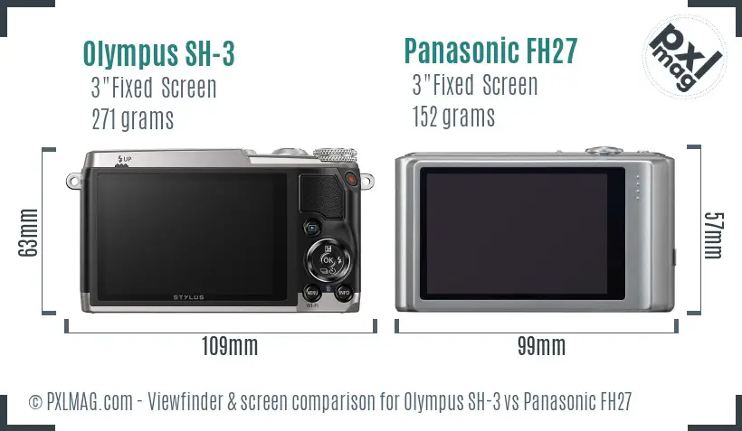 Olympus SH-3 vs Panasonic FH27 Screen and Viewfinder comparison