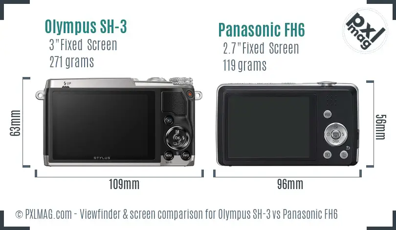 Olympus SH-3 vs Panasonic FH6 Screen and Viewfinder comparison