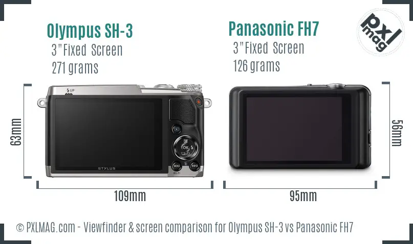 Olympus SH-3 vs Panasonic FH7 Screen and Viewfinder comparison