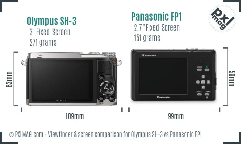 Olympus SH-3 vs Panasonic FP1 Screen and Viewfinder comparison