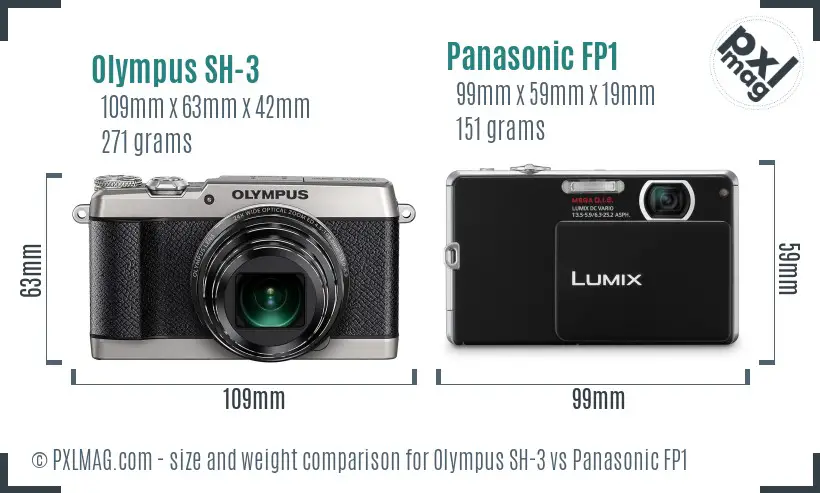 Olympus SH-3 vs Panasonic FP1 size comparison
