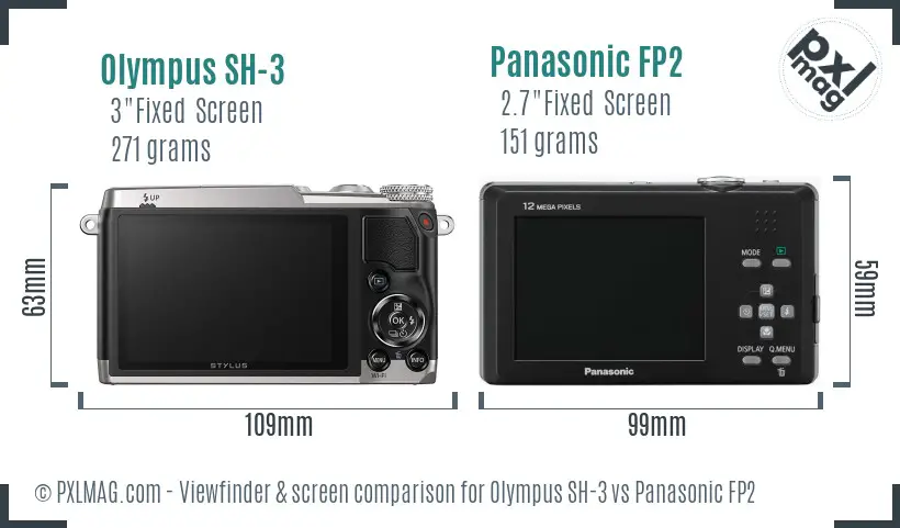Olympus SH-3 vs Panasonic FP2 Screen and Viewfinder comparison