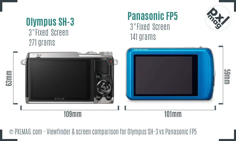 Olympus SH-3 vs Panasonic FP5 Screen and Viewfinder comparison