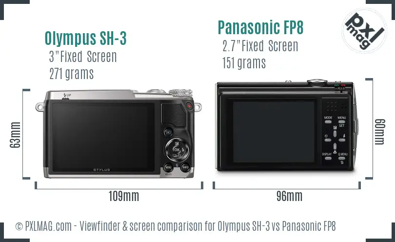 Olympus SH-3 vs Panasonic FP8 Screen and Viewfinder comparison