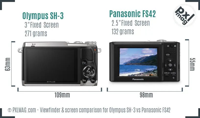 Olympus SH-3 vs Panasonic FS42 Screen and Viewfinder comparison