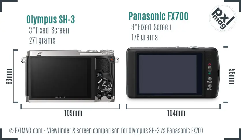 Olympus SH-3 vs Panasonic FX700 Screen and Viewfinder comparison