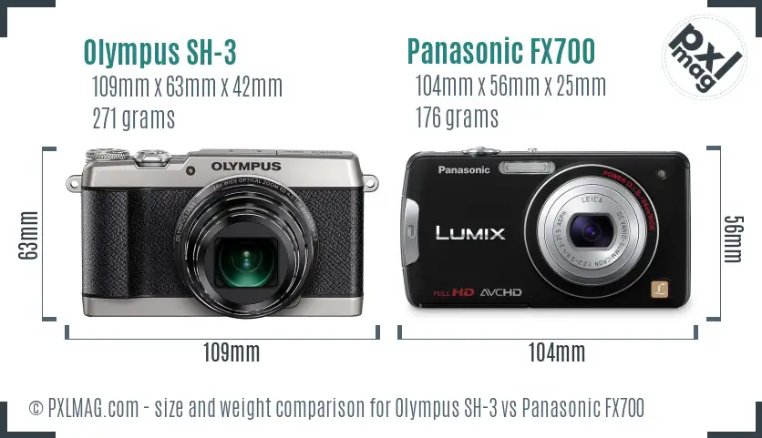 Olympus SH-3 vs Panasonic FX700 size comparison