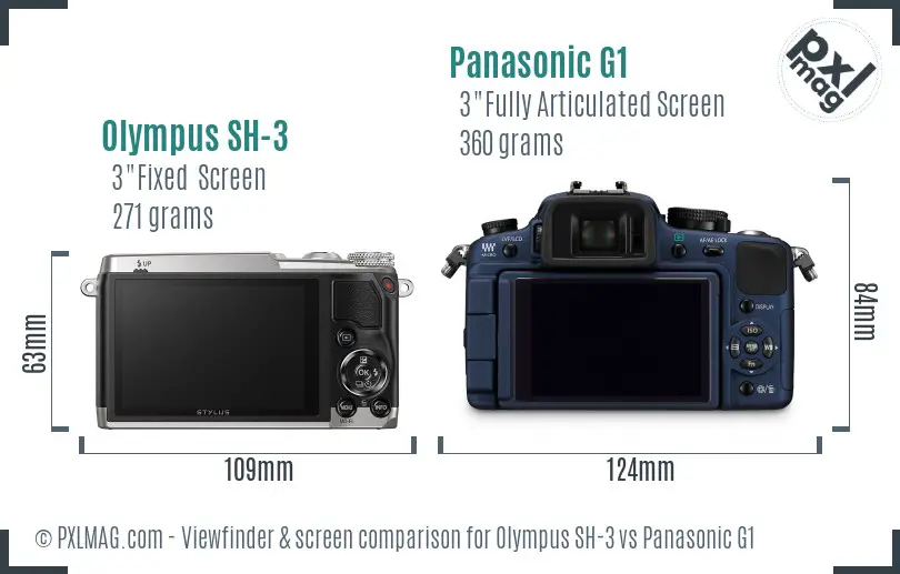 Olympus SH-3 vs Panasonic G1 Screen and Viewfinder comparison