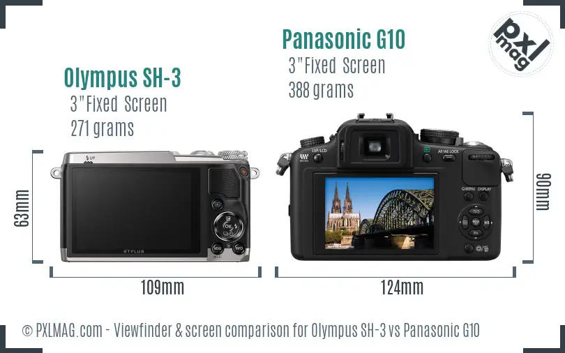 Olympus SH-3 vs Panasonic G10 Screen and Viewfinder comparison