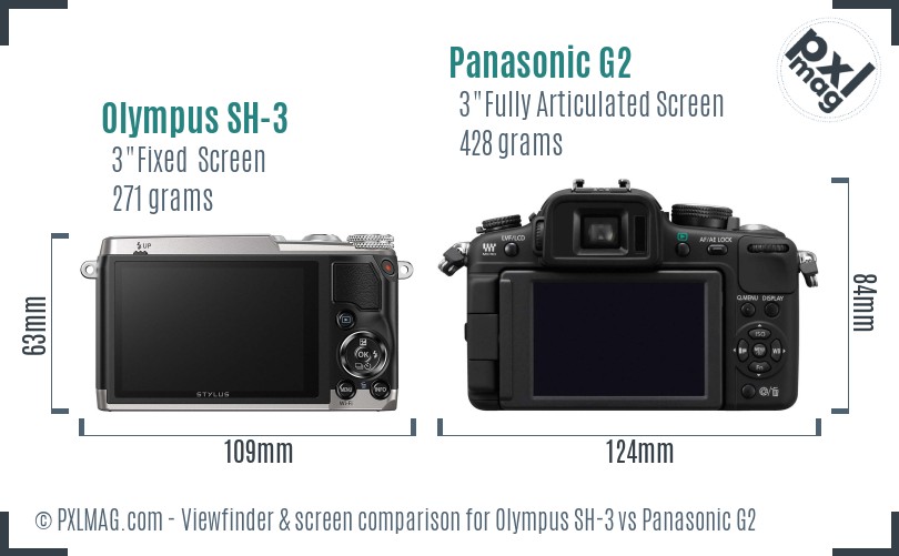 Olympus SH-3 vs Panasonic G2 Screen and Viewfinder comparison